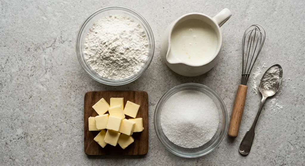 Mixing ingredients for buttermilk scones recipe