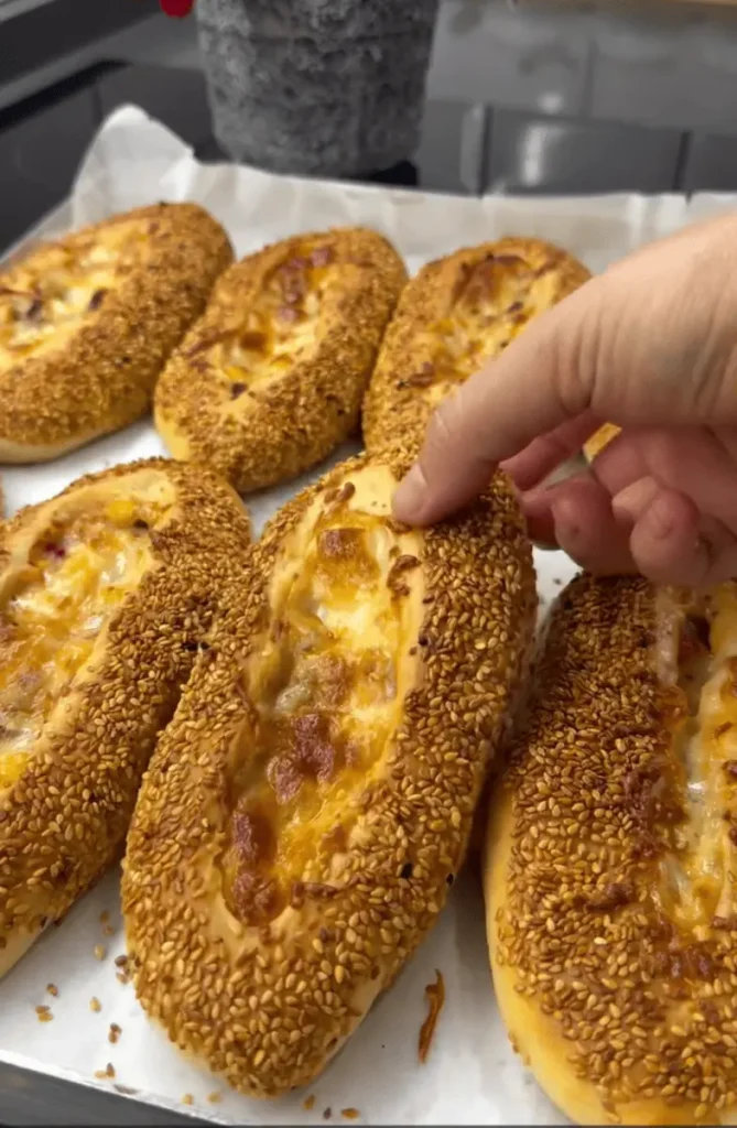 Homemade Bagel Buns with Cheese and Sausage