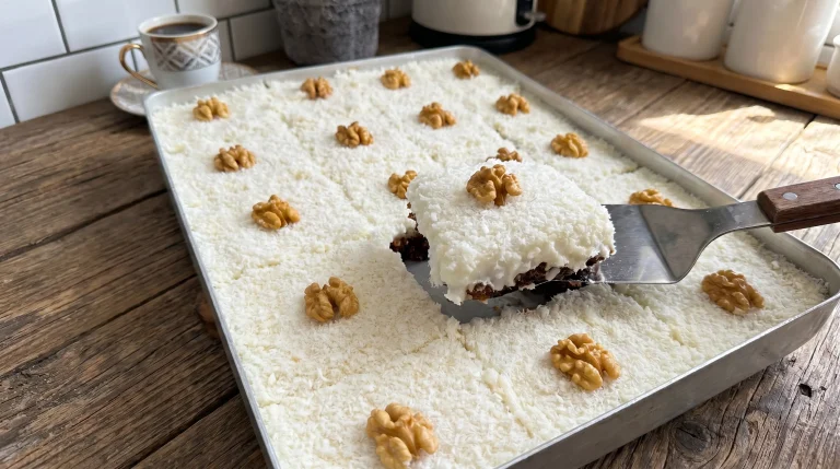 Cyprus Dessert (Şerbetli Kek with Custard & Coconut)