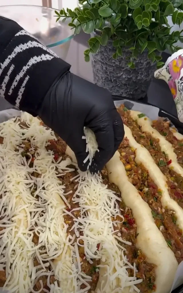 Freshly baked homemade lahmacun with crispy edges