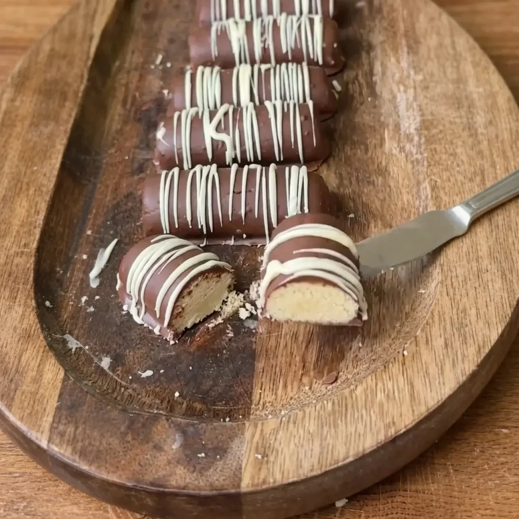 Homemade chocolate fingers coated in milk chocolate
