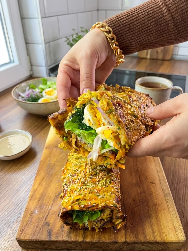 Close-up of the crispy texture of flourless vegetable lavash