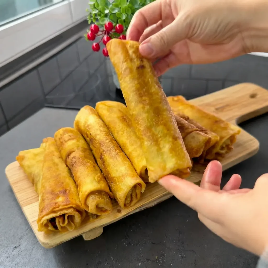 Golden crispy savory stuffed pancakes ready to serve