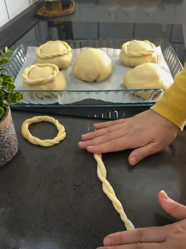 Soft homemade dough prepared for chicken mushroom stew bread