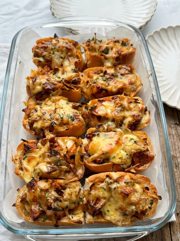 Homemade spicy chicken cheese and onion sandwiches served warm