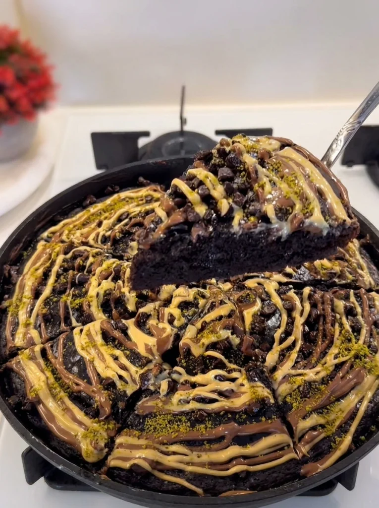 Close-up slice of moist banana chocolate cake