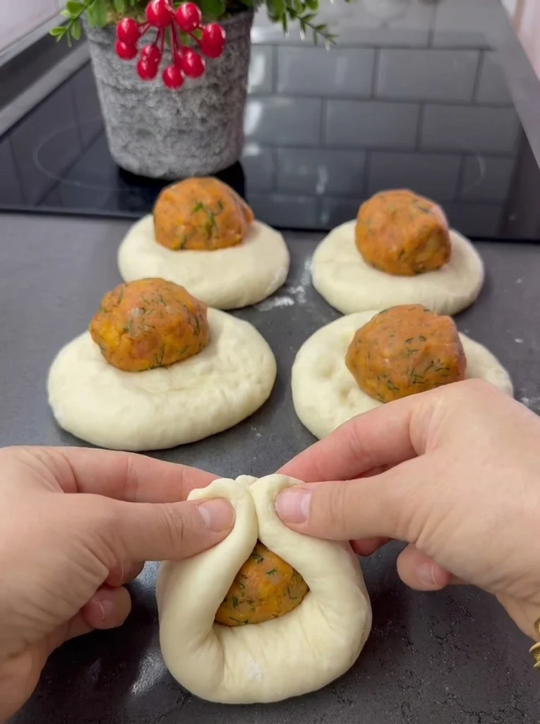 Spiced mashed potato and onion filling cooking in a pan