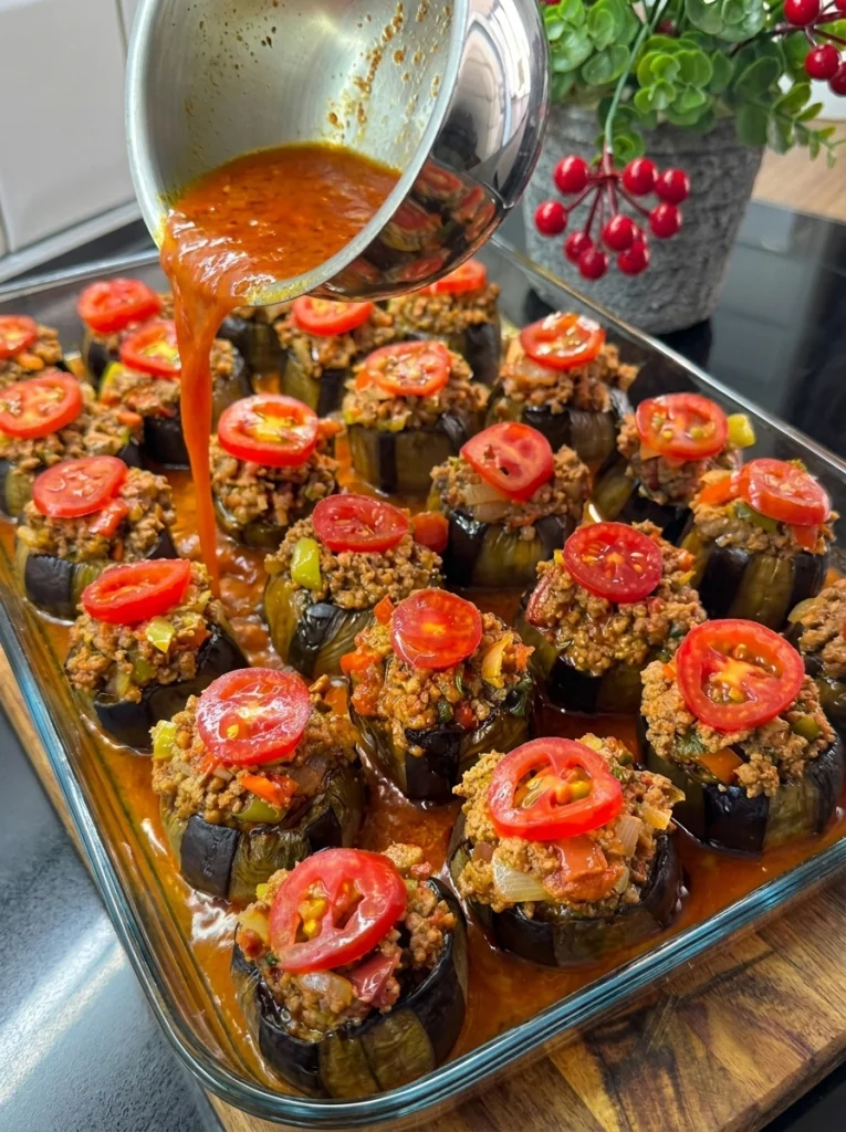 Turkish karnıyarık stuffed 